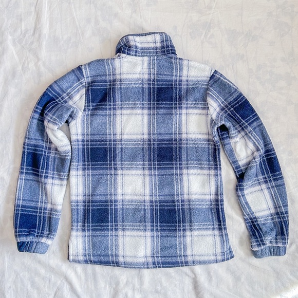 Abercrombie Plaid Quarter Zip Sherpa Sweater (Size: XS) - Picture 2 of 15
